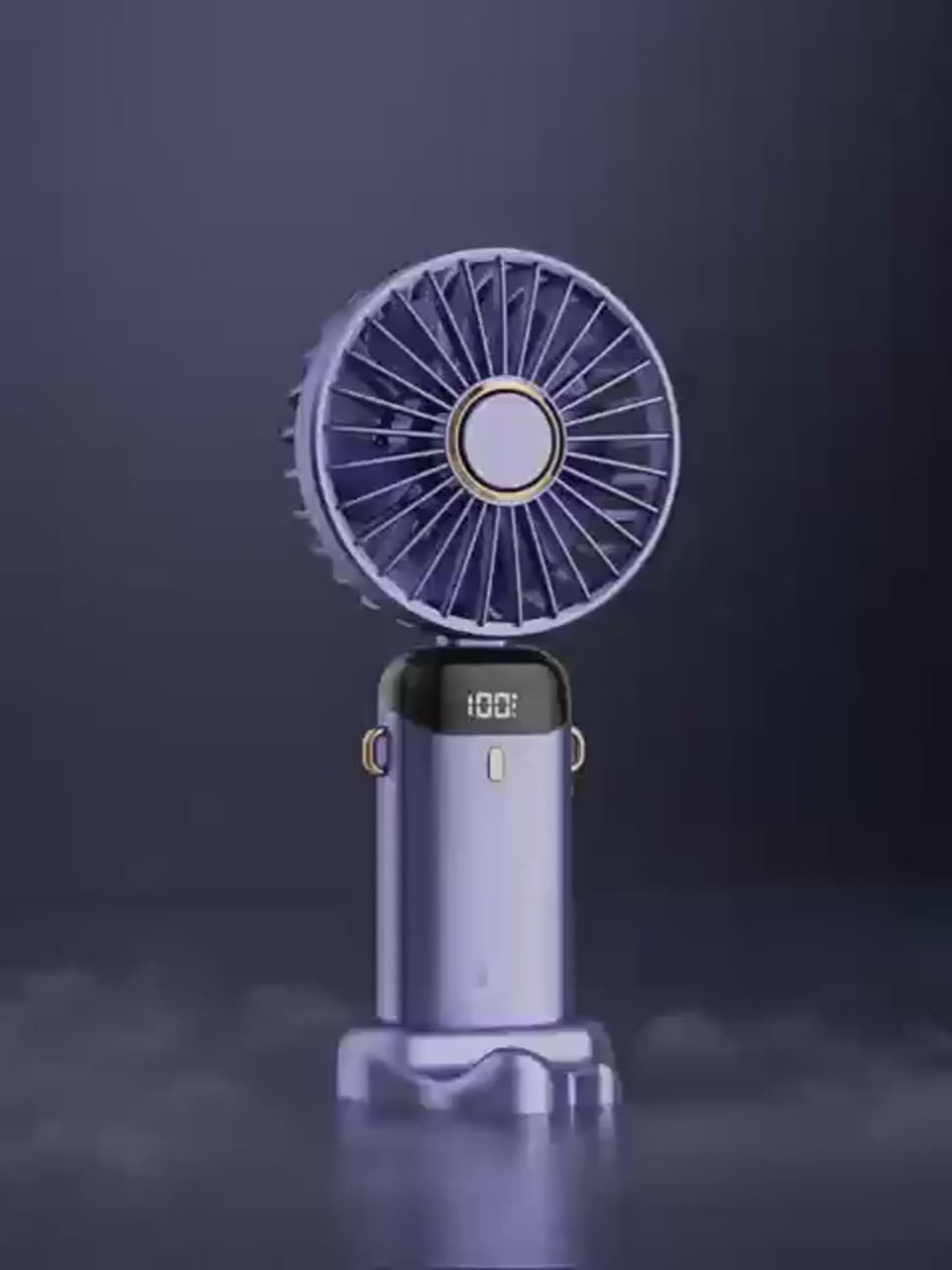 ArcticAir AuraFan – Foldable handheld fan with 5 wind speeds, LED display, aromatherapy, and whisper-quiet motor. Available in 5 colors.